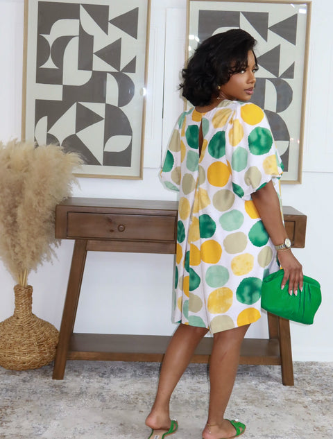 Summer Polka Mini Dress (Green) - Fitz Clothing