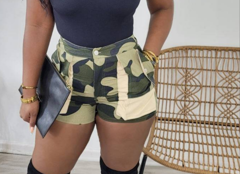 Camo Print Cargo Shorts