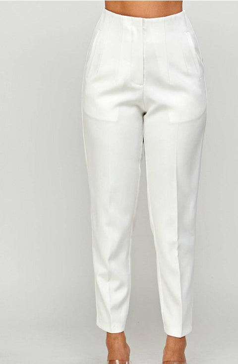 Cimo High Waist Pants (White) - Fitz Clothing