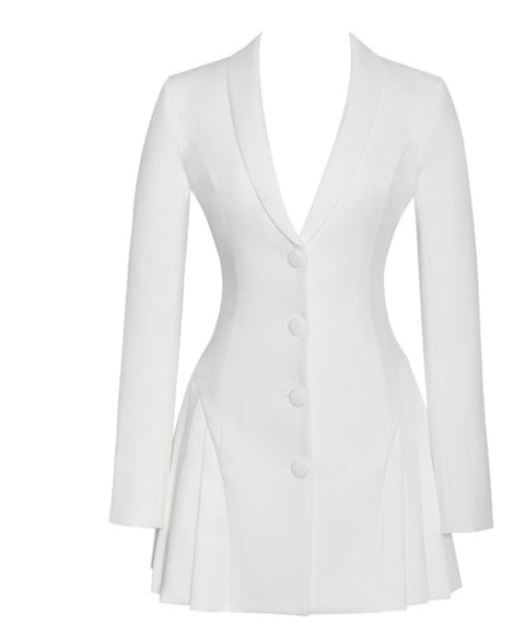 Miss Sophisticated Blazer Dress (White)