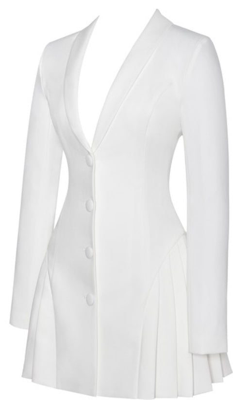 Miss Sophisticated Blazer Dress (White)