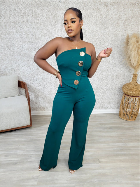 SO CHIC CITY GIRL JUMPSUIT (Hunter Green)