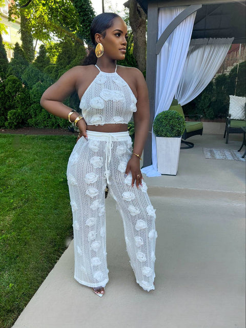 MIMOSAS AND LACE PANTS SET (WHITE) - Fitz Clothing