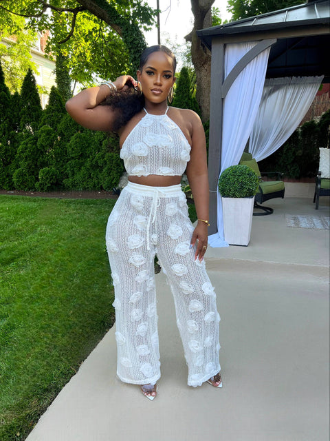 MIMOSAS AND LACE PANTS SET (WHITE) - Fitz Clothing