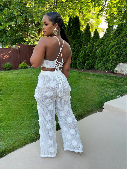 MIMOSAS AND LACE PANTS SET (WHITE) - Fitz Clothing