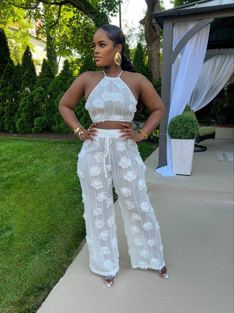 MIMOSAS AND LACE PANTS SET (WHITE) - Fitz Clothing