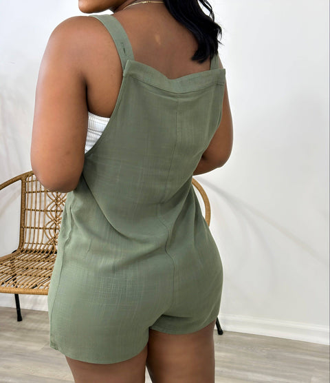 UMA LINEN ROMPER(Olive) - Fitz Clothing